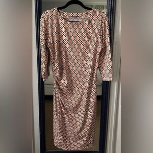 J. McLaughlin Catalina Cloth Sage Orange Brown Geometric Print M